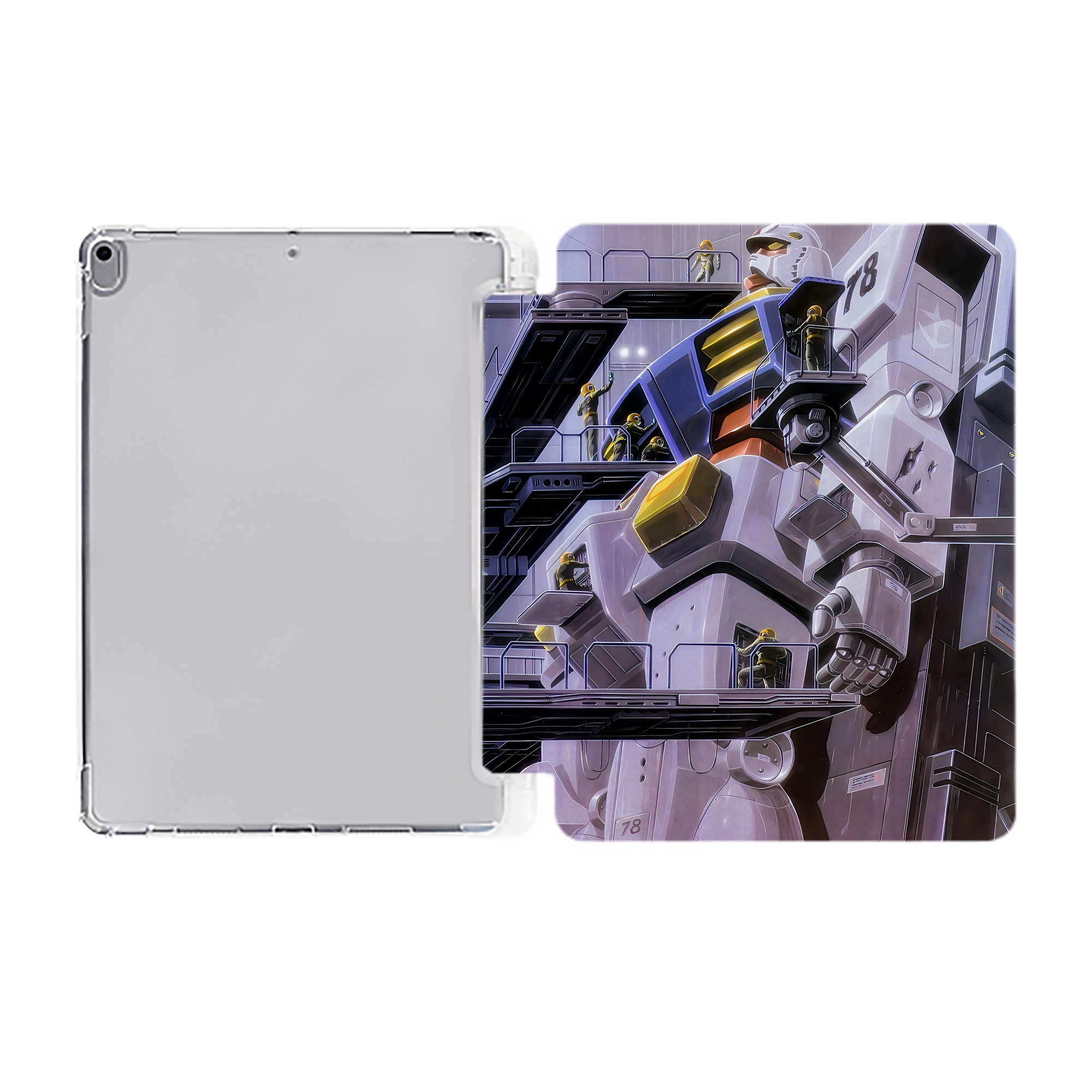 （画像用） 機動戦士ガンダム Mobile Suit Gundam IPad ケース ペン収納付き 三つ折りスタンド PUレザー×シリコン 対応機種9.5/10.5/10.9インチ